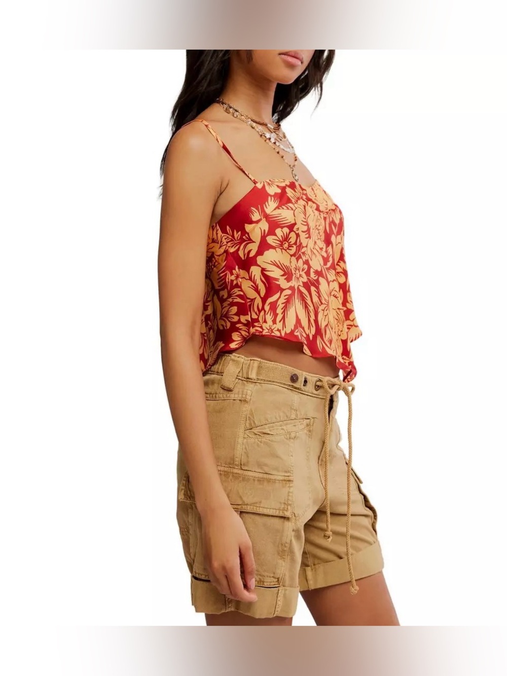 NWT Free People Might Be Something Printed Cami Tank Top in Color: Red Combo - Picture 3 of 5